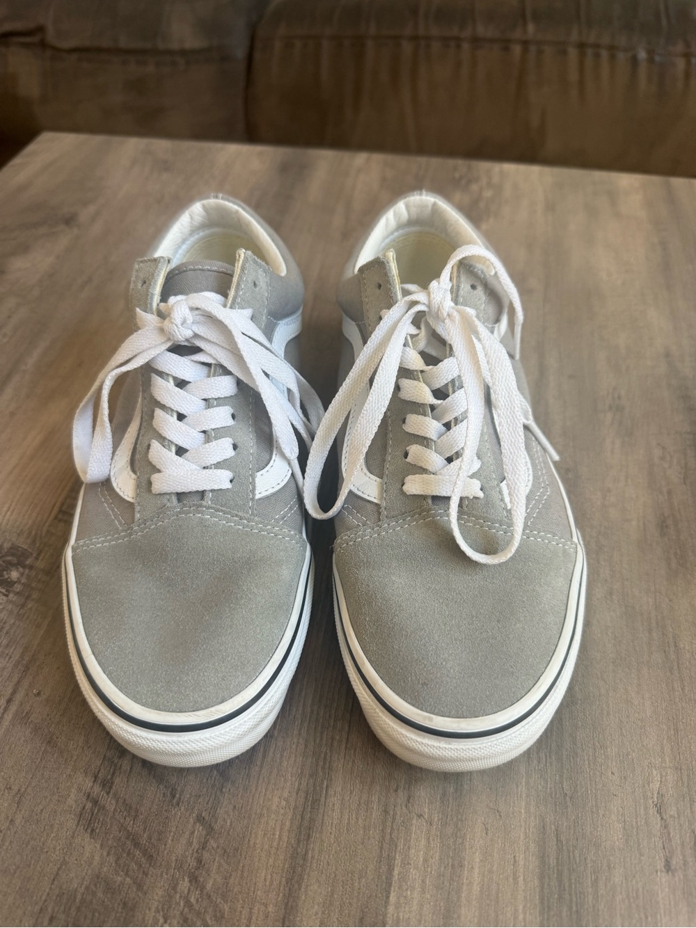 Vans Women’s Suede Low-Top Sneakers in Light Gray and White
